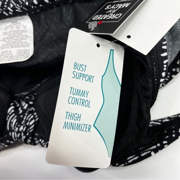 Swim Solutions Bow Front Swim dress black white - 8 - Picture 15 of 15